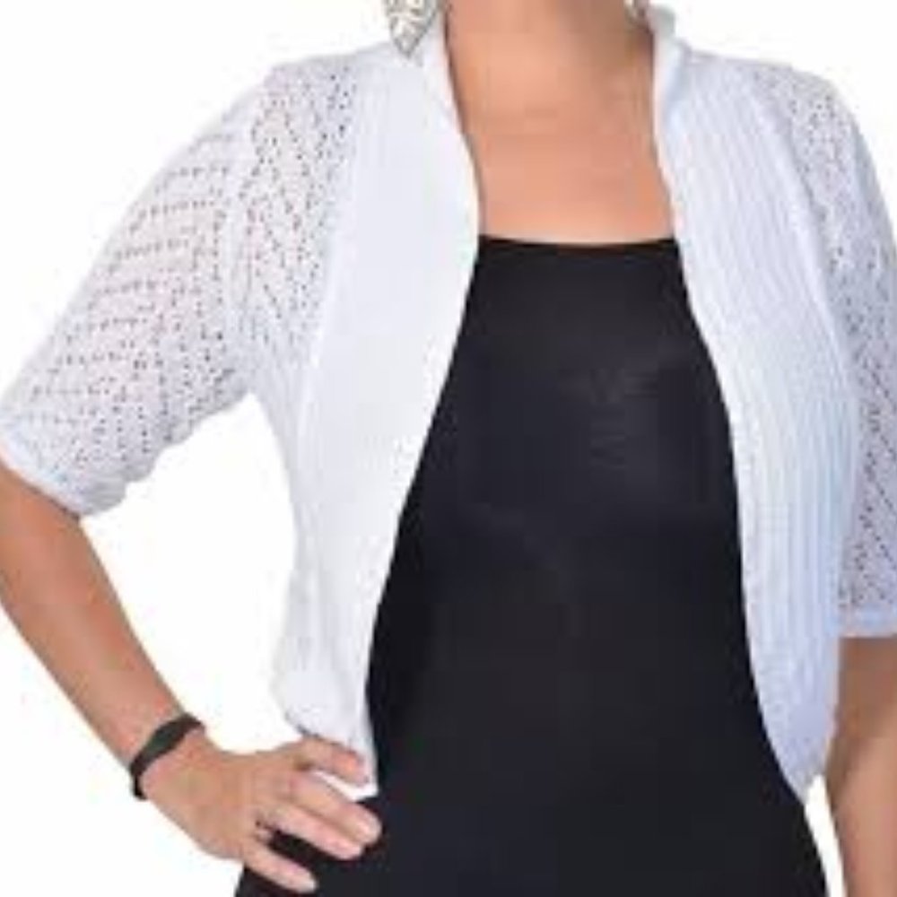 Leo & Nicole Ladies' Open Weave Shrug-Cool White